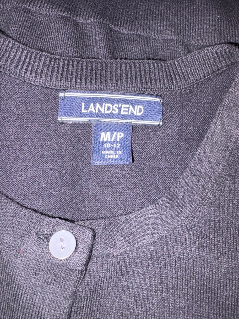 Lands End Cotton Crew Cardigan Sweater